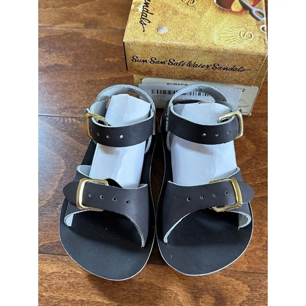 Salt Water Sandals Toddler/Baby Girl Size 3 Hoy Shoe‎ Surfer Patent Brown NEW